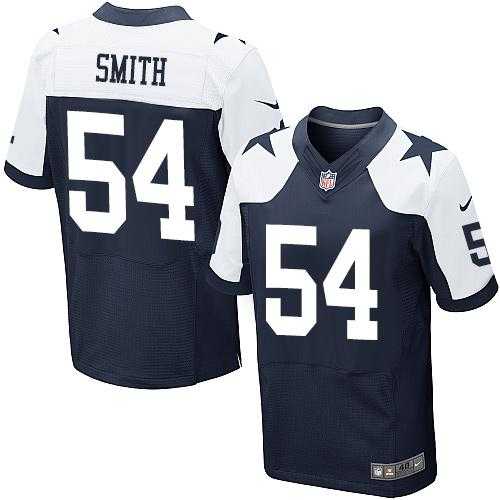 Nike Dallas Cowboys #54 Jaylon Smith Navy Blue Thanksgiving Men's Stitched NFL Throwback Elite Jersey