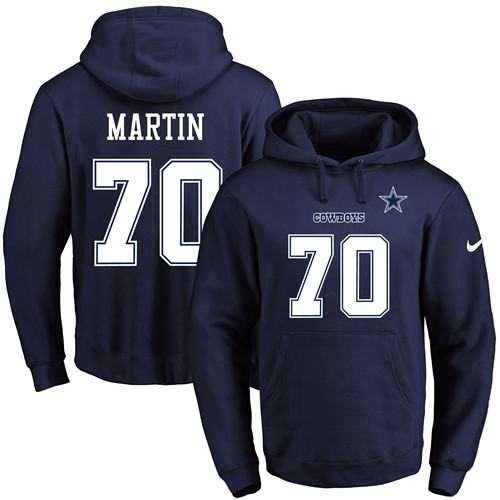 Nike Dallas Cowboys #70 Zack Martin Navy Blue Name & Number Pullover NFL Hoodie