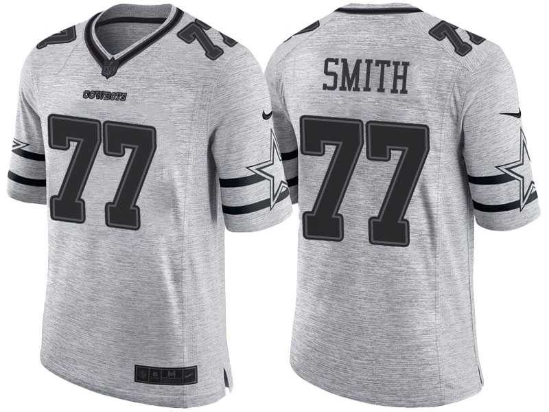 Nike Dallas Cowboys #77 Tyron Smith 2016 Gridiron Gray II Men's NFL Limited Jersey