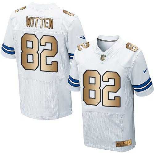 Nike Dallas Cowboys #82 Jason Witten White Men's Stitched NFL Elite Gold Jersey