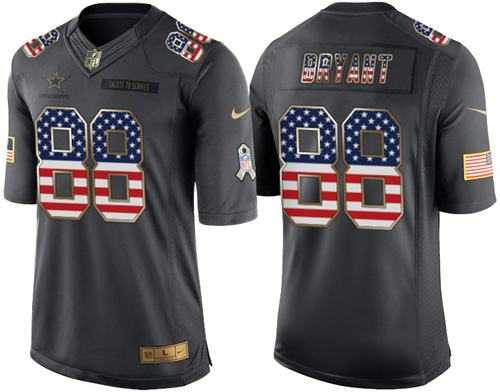 Nike Dallas Cowboys #88 Dez Bryant Black Men's Stitched NFL Limited USA Flag Salute To Service Jersey