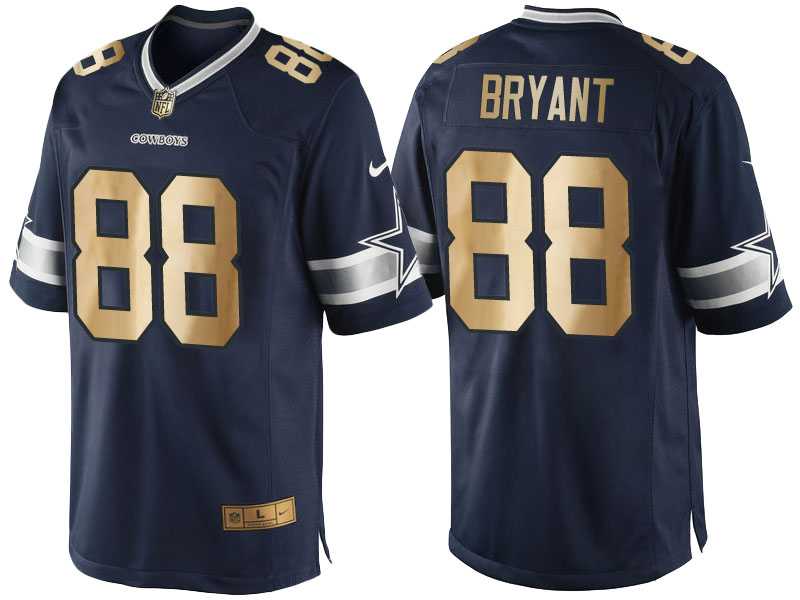 Nike Dallas Cowboys #88 Dez Bryant Navy Blue 2016 Christmas Gold Men's NFL Game Edition Jersey