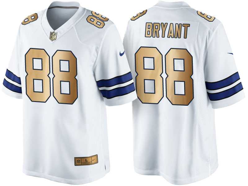 Nike Dallas Cowboys #88 Dez Bryant White 2016 Christmas Gold Men's NFL Game Edition Jersey
