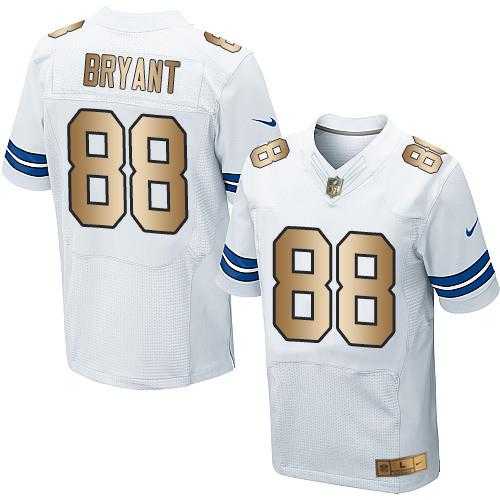 Nike Dallas Cowboys #88 Dez Bryant White Men's Stitched NFL Elite Gold Jersey