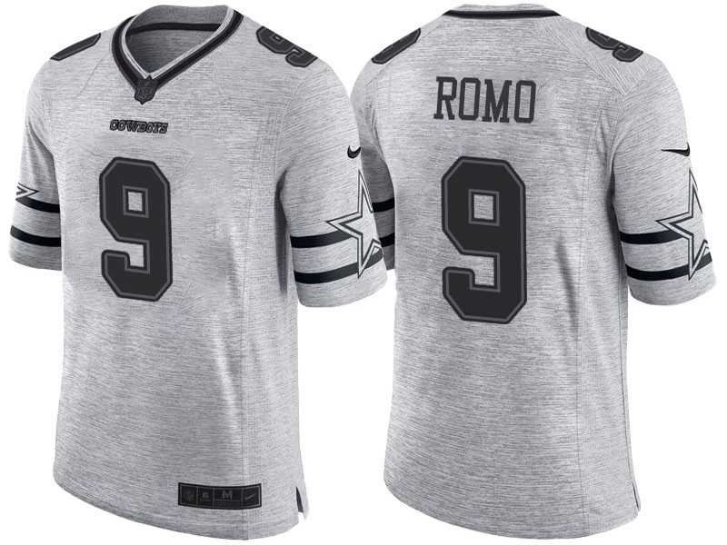 Nike Dallas Cowboys #9 Tony Romo 2016 Gridiron Gray II Men's NFL Limited Jersey