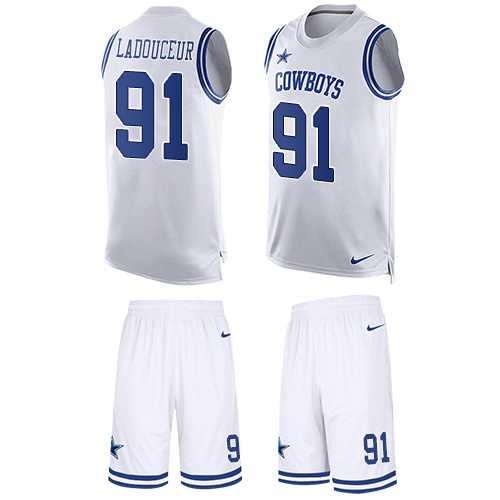 Nike Dallas Cowboys #91 L. P. Ladouceur White Men's Stitched NFL Limited Tank Top Suit Jersey