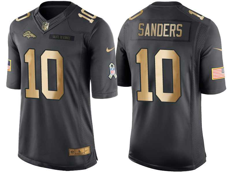 Nike Denver Broncos #10 Emmanuel Sanders Anthracite 2016 Christmas Gold Men's NFL Limited Salute to Service Jersey