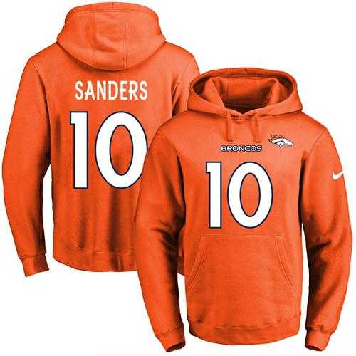 Nike Denver Broncos #10 Emmanuel Sanders Orange Name & Number Pullover NFL Hoodie
