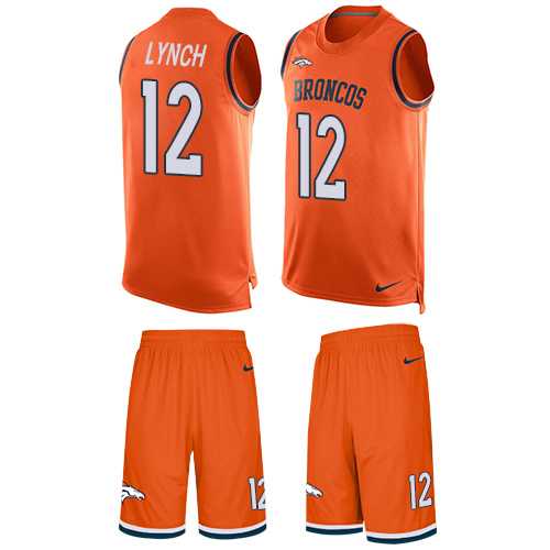 Nike Denver Broncos #12 Paxton Lynch Orange Team Color Men's Stitched NFL Limited Tank Top Suit Jersey