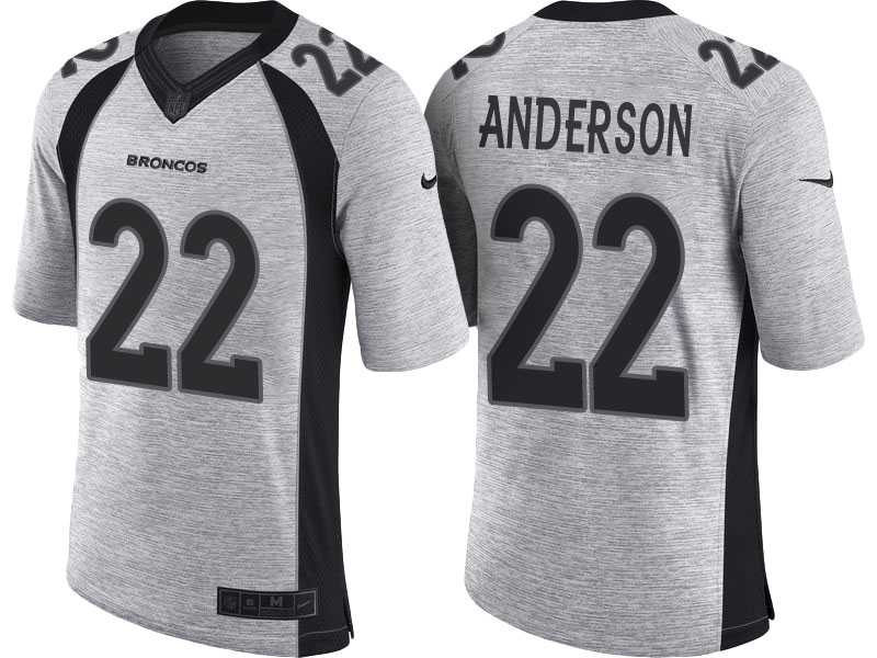 Nike Denver Broncos #22 C.J. Anderson 2016 Gridiron Gray II Men's NFL Limited Jersey