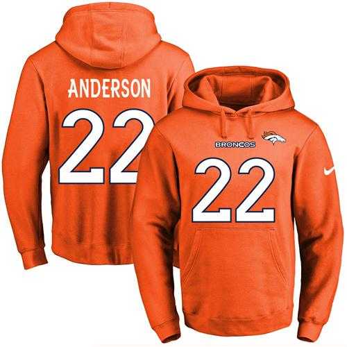 Nike Denver Broncos #22 C.J. Anderson Orange Name & Number Pullover NFL Hoodie