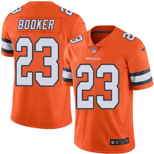 Nike Denver Broncos #23 Devontae Booker Orange Men's Stitched NFL Limited Rush Jersey