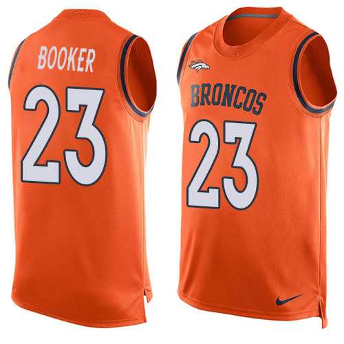 Nike Denver Broncos #23 Devontae Booker Orange Team Color Men's Stitched NFL Limited Tank Top Jersey