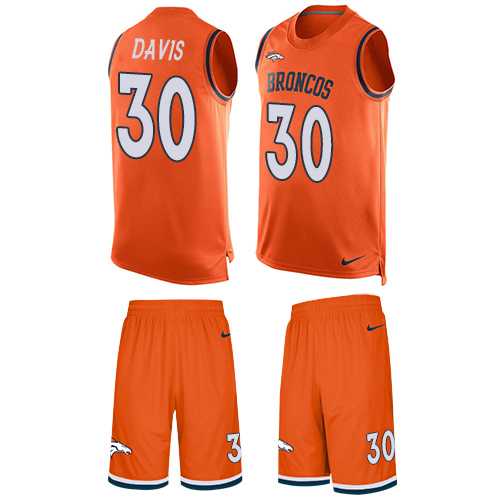 Nike Denver Broncos #30 Terrell Davis Orange Team Color Men's Stitched NFL Limited Tank Top Suit Jersey