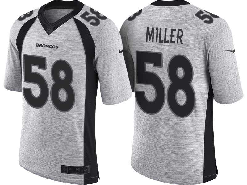 Nike Denver Broncos #58 Von Miller 2016 Gridiron Gray II Men's NFL Limited Jersey