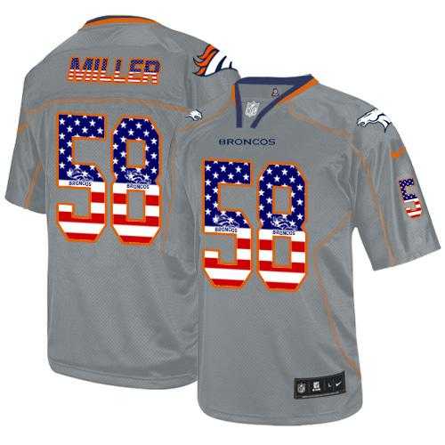 Nike Denver Broncos #58 Von Miller Lights Out Grey Men's Stitched NFL Elite USA Flag Fashion Jersey
