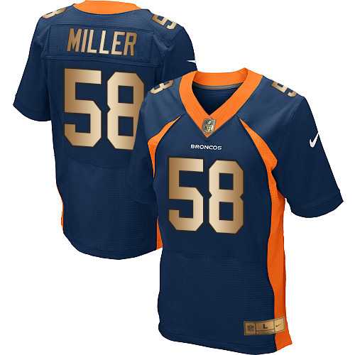 Nike Denver Broncos #58 Von Miller Navy Blue Alternate Men's Stitched NFL New Elite Gold Jersey