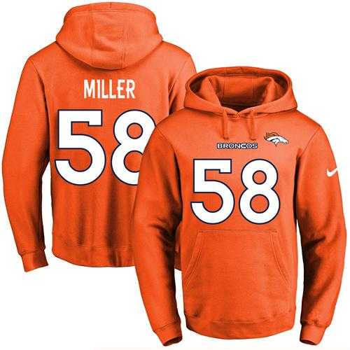 Nike Denver Broncos #58 Von Miller Orange Name & Number Pullover NFL Hoodie