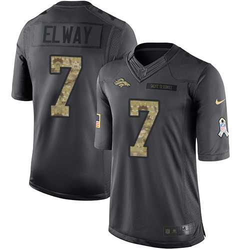 Nike Denver Broncos #7 John Elway Black Men's Stitched NFL Limited 2016 Salute to Service Jersey