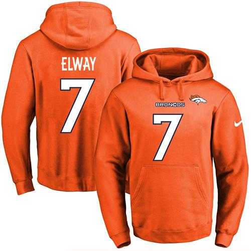 Nike Denver Broncos #7 John Elway Orange Name & Number Pullover NFL Hoodie