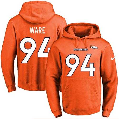 Nike Denver Broncos #94 DeMarcus Ware Orange Name & Number Pullover NFL Hoodie