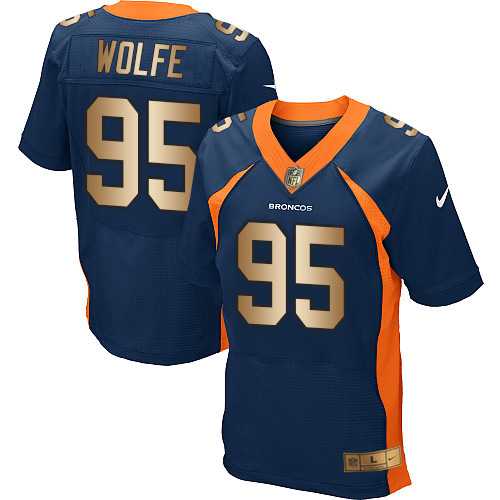 Nike Denver Broncos #95 Derek Wolfe Navy Blue Alternate Men's Stitched NFL New Elite Gold Jersey