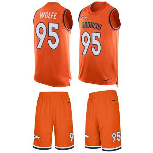 Nike Denver Broncos #95 Derek Wolfe Orange Team Color Men's Stitched NFL Limited Tank Top Suit Jersey