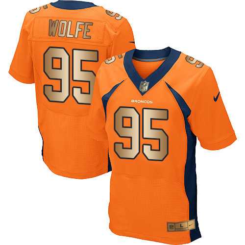 Nike Denver Broncos #95 Derek Wolfe Orange Team Color Men's Stitched NFL New Elite Gold Jersey