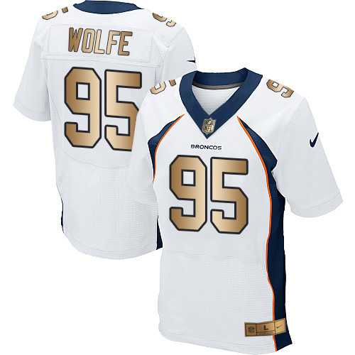 Nike Denver Broncos #95 Derek Wolfe White Men's Stitched NFL New Elite Gold Jersey