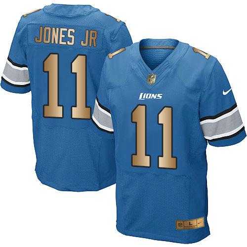 Nike Detroit Lions #11 Marvin Jones Jr Blue Team Color Men's Stitched NFL Elite Gold Jersey