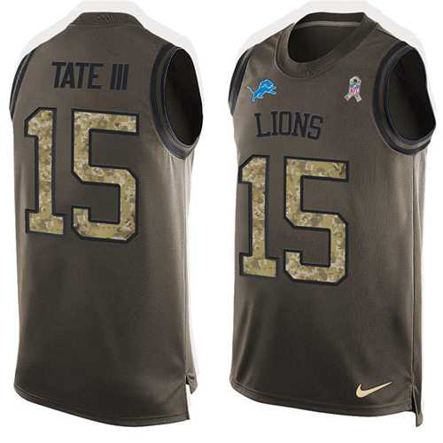 Nike Detroit Lions #15 Golden Tate III Green Men's Stitched NFL Limited Salute To Service Tank Top Jersey