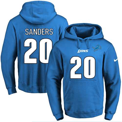 Nike Detroit Lions #20 Barry Sanders Blue Name & Number Pullover NFL Hoodie