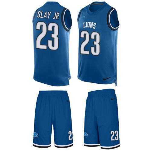 Nike Detroit Lions #23 Darius Slay JR Blue Team Color Men's Stitched NFL Limited Tank Top Suit Jersey