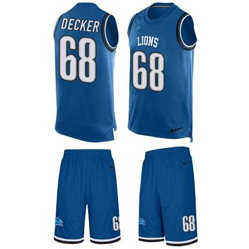 Nike Detroit Lions #68 Taylor Decker Blue Team Color Men's Stitched NFL Limited Tank Top Suit Jersey