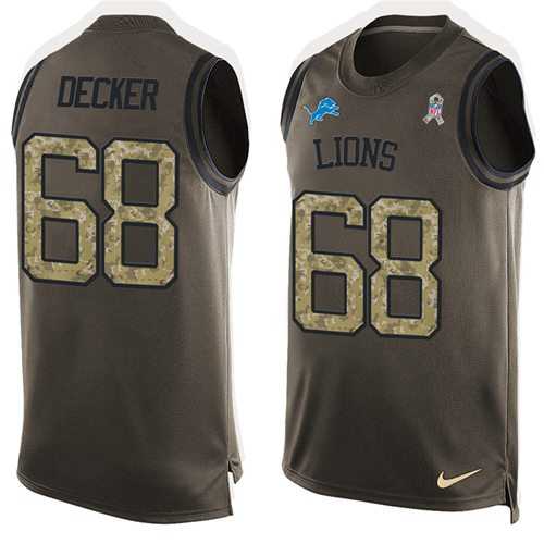 Nike Detroit Lions #68 Taylor Decker Green Men's Stitched NFL Limited Salute To Service Tank Top Jersey