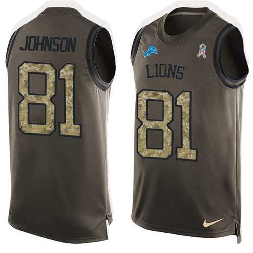 Nike Detroit Lions #81 Calvin Johnson Green Men's Stitched NFL Limited Salute To Service Tank Top Jersey