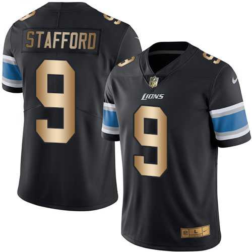 Nike Detroit Lions #9 Matthew Stafford Black Men's Stitched NFL Limited Gold Rush Jersey