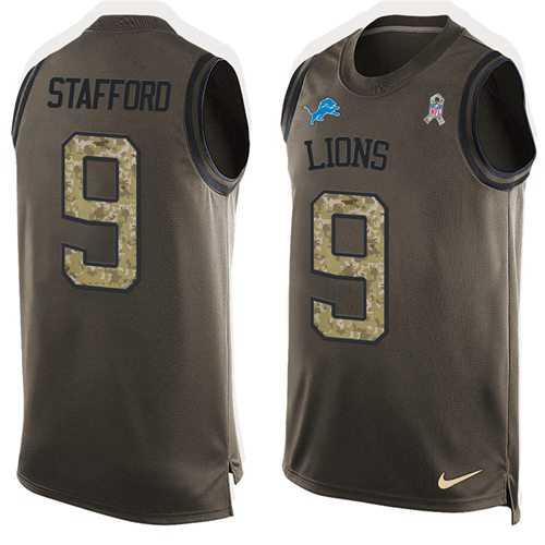 Nike Detroit Lions #9 Matthew Stafford Green Men's Stitched NFL Limited Salute To Service Tank Top Jersey
