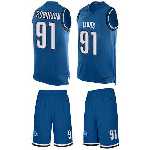 Nike Detroit Lions #91 A'Shawn Robinson Blue Team Color Men's Stitched NFL Limited Tank Top Suit Jersey