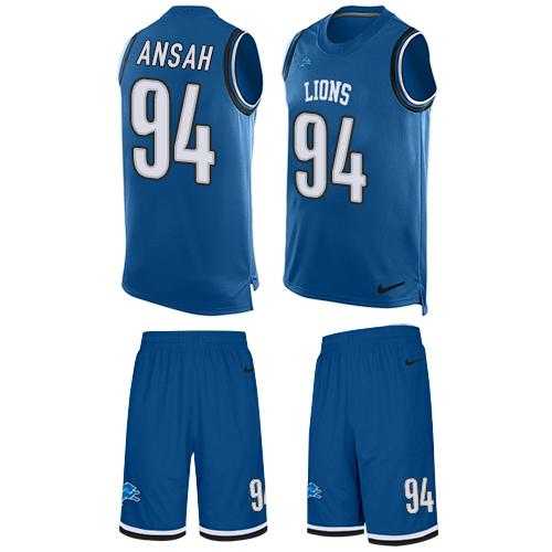 Nike Detroit Lions #94 Ziggy Ansah Blue Team Color Men's Stitched NFL Limited Tank Top Suit Jersey