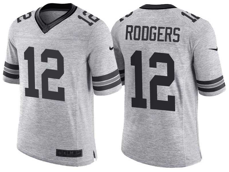 Nike Green Bay Packers #12 Aaron Rodgers 2016 Gridiron Gray II Men's NFL Limited Jersey
