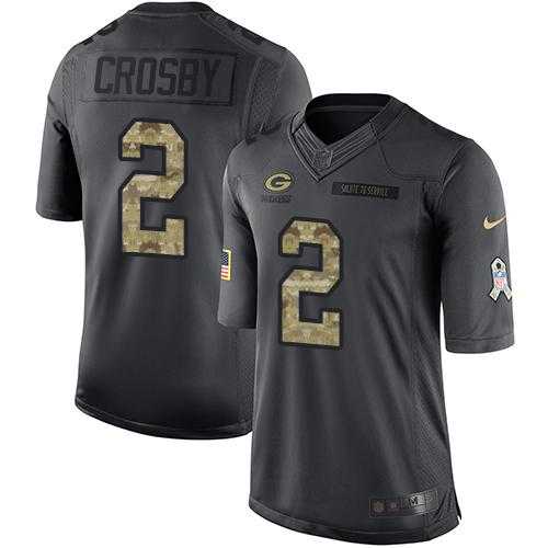 Nike Green Bay Packers #2 Mason Crosby Black Men's Stitched NFL Limited 2016 Salute To Service Jersey