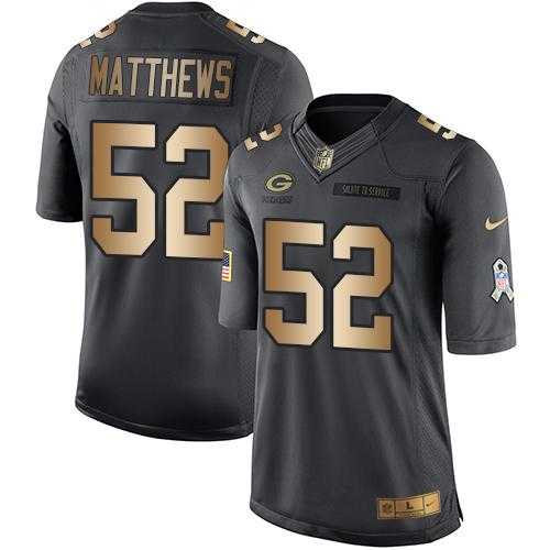 Nike Green Bay Packers #52 Clay Matthews Anthracite Men's Stitched NFL Limited Gold Salute To Service Jersey