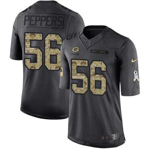 Nike Green Bay Packers #56 Julius Peppers Black Men's Stitched NFL Limited 2016 Salute To Service Jersey