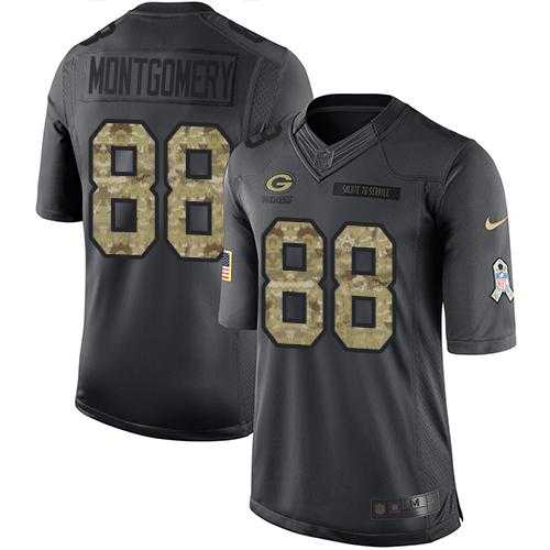 Nike Green Bay Packers #88 Ty Montgomery Black Men's Stitched NFL Limited 2016 Salute To Service Jersey