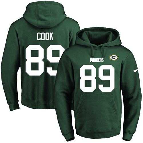 Nike Green Bay Packers #89 Jared Cook Green Name & Number Pullover NFL Hoodie