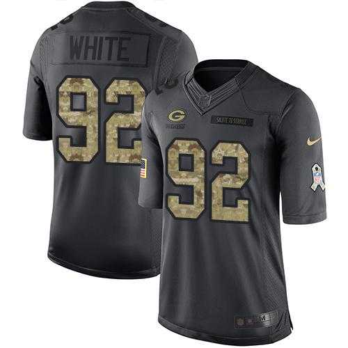 Nike Green Bay Packers #92 Reggie White Black Men's Stitched NFL Limited 2016 Salute To Service Jersey