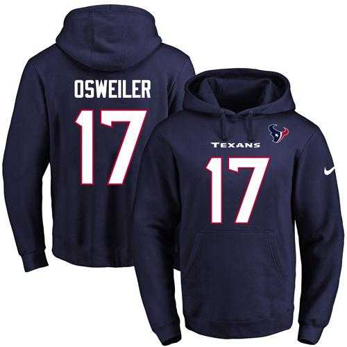 Nike Houston Texans #17 Brock Osweiler Navy Blue Name & Number Pullover NFL Hoodie