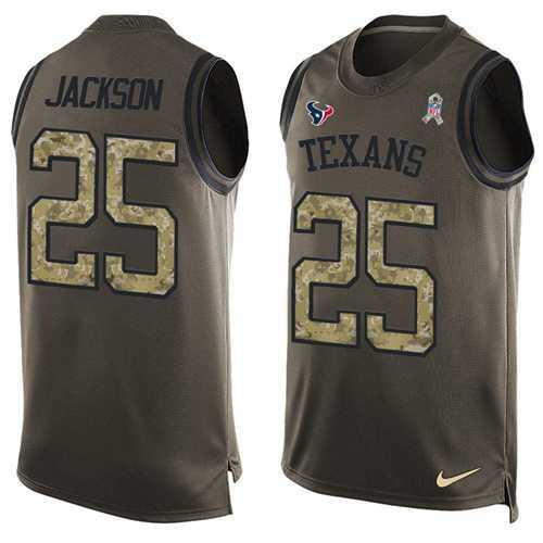 Nike Houston Texans #25 Kareem Jackson Green Men's Stitched NFL Limited Salute To Service Tank Top Jersey