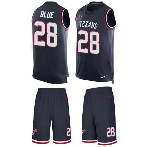 Nike Houston Texans #28 Alfred Blue Navy Blue Team Color Men's Stitched NFL Limited Tank Top Suit Jersey
